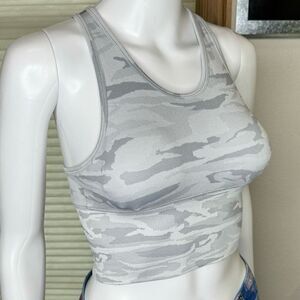 Pro-Fit Seamless Silver Camouflage Padded Sports Bra Size Small